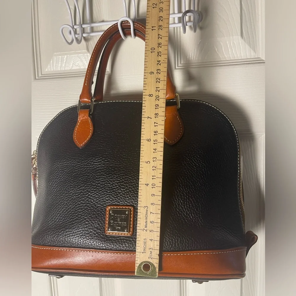 Dooney & Bourke Vintage Black Pebbled Leather Zip Dome Satchel Bag